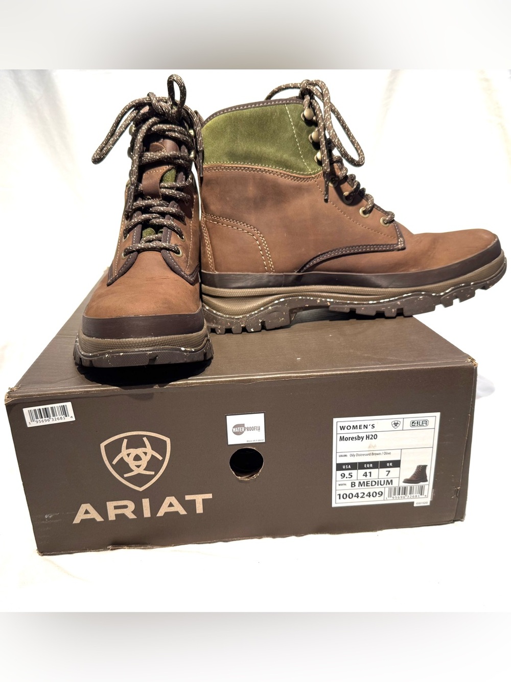 Ariat Moresby H20 Waterproof Boot Brown/Olive Women's 9.5 - Picture 3 of 14